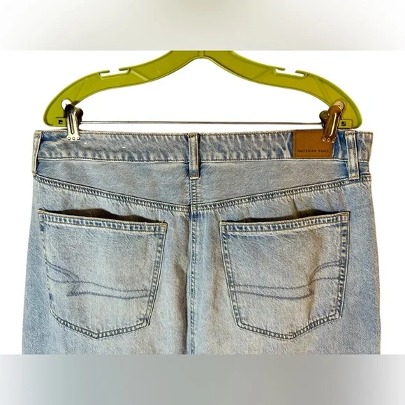 American Eagle AE Dreamy Drape Low Rise Denim Maxi Skirt Front Slit Womens 12 - Picture 7 of 9